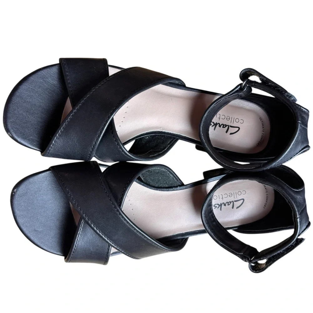 Clarks Caroleigh Rise Black Heeled Sandals – Women’s Sz 8